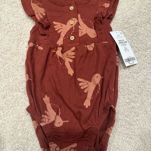 Carter's Rust Baby Romper with Bird Design